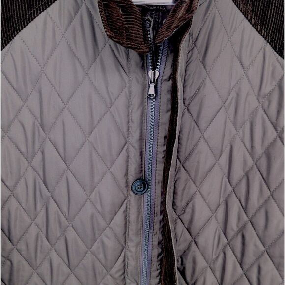 Tasso Elba Men's Field Jacket Quilted Corduroy Elbow Patch Brown Sz Medium Coat - Picture 3 of 11